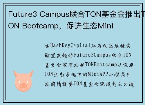 Future3 Campus联合TON基金会推出TON Bootcamp，促进生态Mini